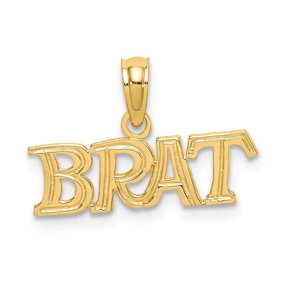 14K Yellow Gold Polished Small Brat Charm Pendant - Elegant Jewelry Gift for Women, Girls - Perfect for Necklaces, Bracelets & Special Occasions