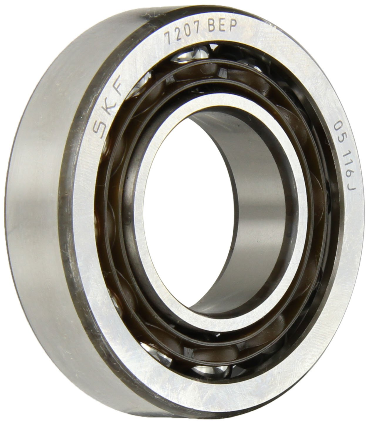SKF 7210 BEP Light Series Angular Contact Ball Bearing - ABEC 1 Precision, 40° Contact Angle, High Capacity, Open Design with Polyamide/Nylon Cage, Normal Clearance (50mm Bore, 90mm OD, 20mm Width) - Ideal for Industrial Machinery, Automotive Applications, and High-Speed Equipment