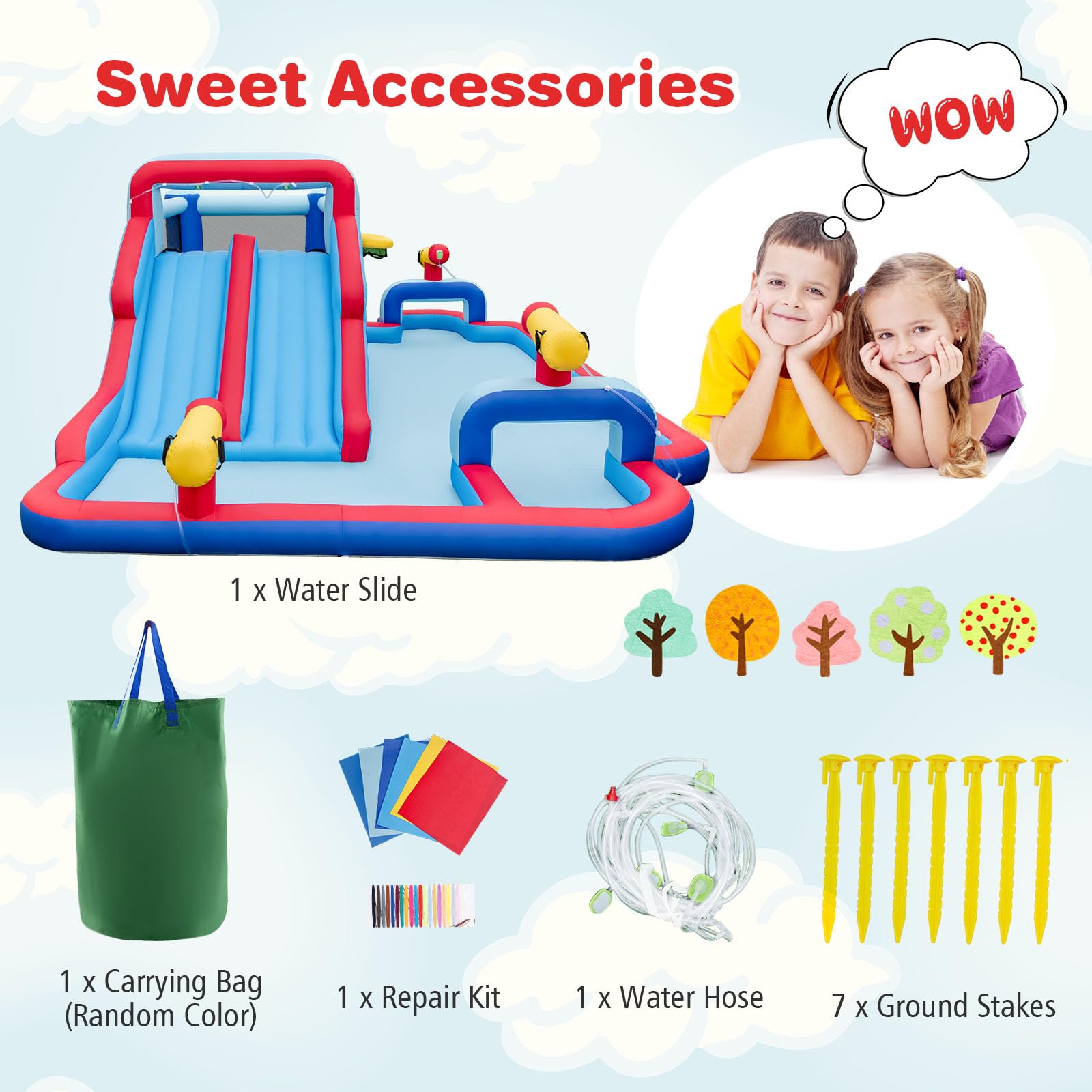 BOUNTECH 21x13FT Inflatable Water Slide Park - Dual Racing Slides, Splash Pool for Kids & Adults - Perfect for Backyard Parties, Summer Fun, and Outdoor Family Gatherings