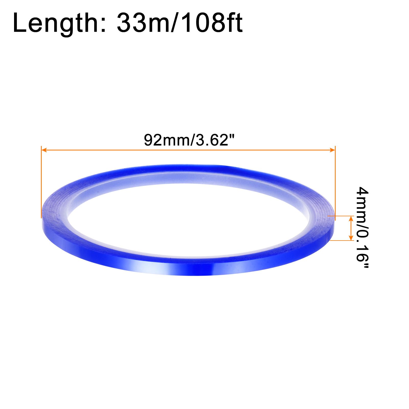 HARFINGTON 4 Rolls High Temperature Heat Resistant Tape - 4mm x 33m (108ft) Sublimation Thermal Transfer Tape for Heat Press, No Residue, Blue - Perfect for T-Shirt, Mug & DIY Sublimation Projects