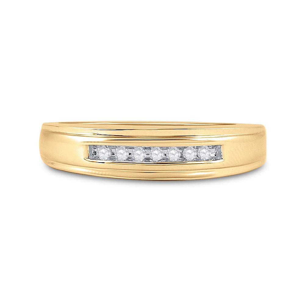 10K Yellow Gold Men's Round Diamond Wedding Band Ring - 1/12 CTTW - Anniversary, Engagement & Promise Ring for Him - Perfect Gift for Husband, Boyfriend or Fiancé
