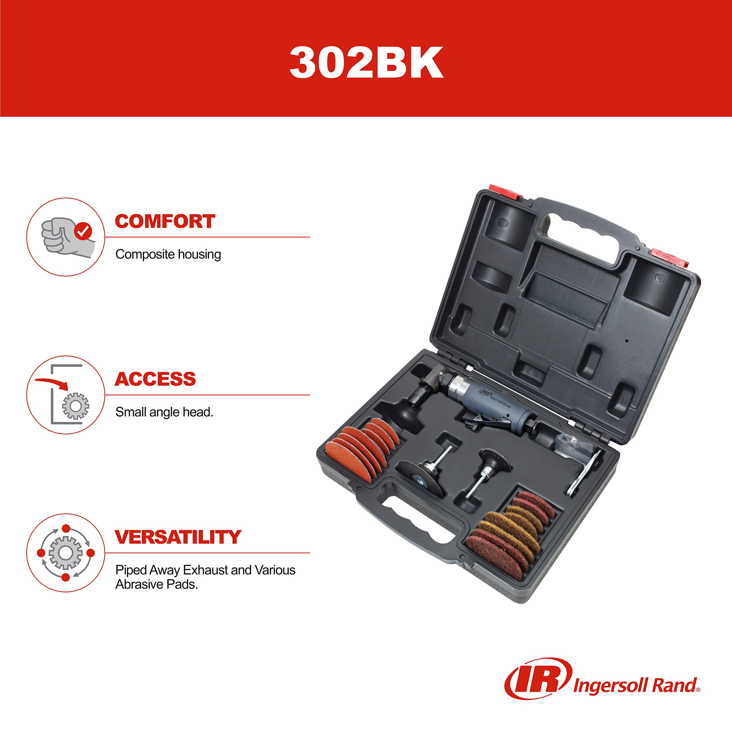Ingersoll Rand 302BK Angle Air Die Grinder Kit with 2