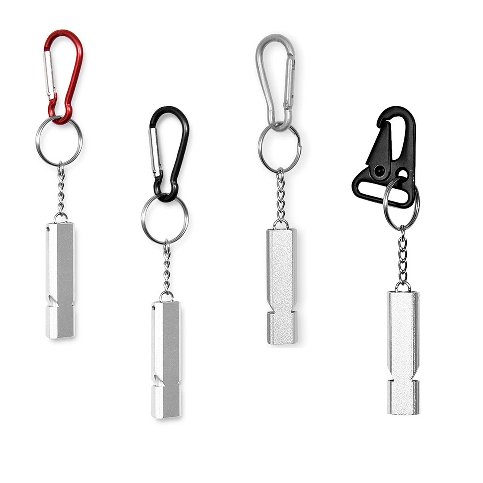 6pcs Survival Whistles with Carabiners for Camping, Hiking & Rescue