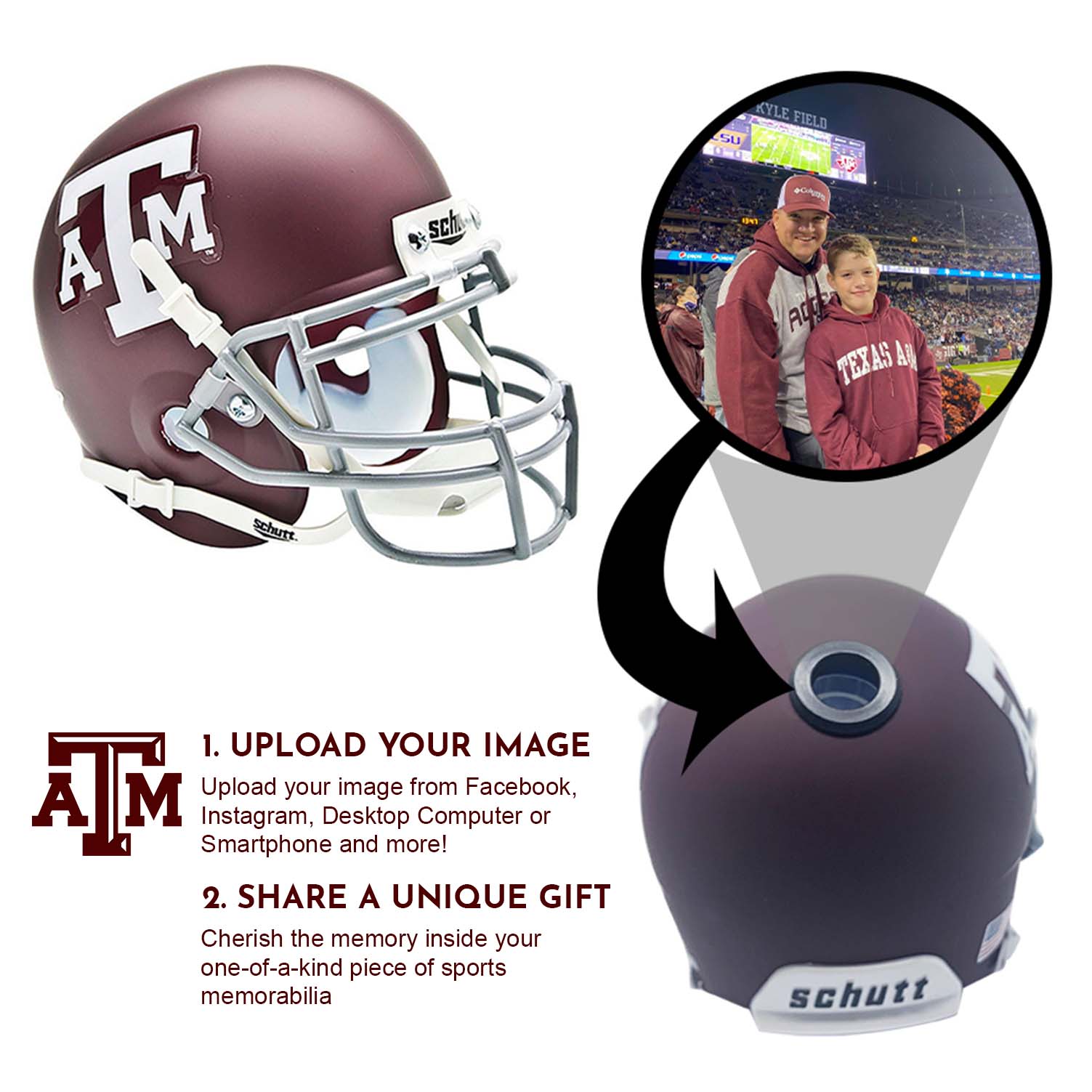 Texas A&M Aggies College Football Collectible Mini Helmet - Authentic Replica with Display Stand - Perfect for Fans, Memorabilia Collectors & Game Room Decor