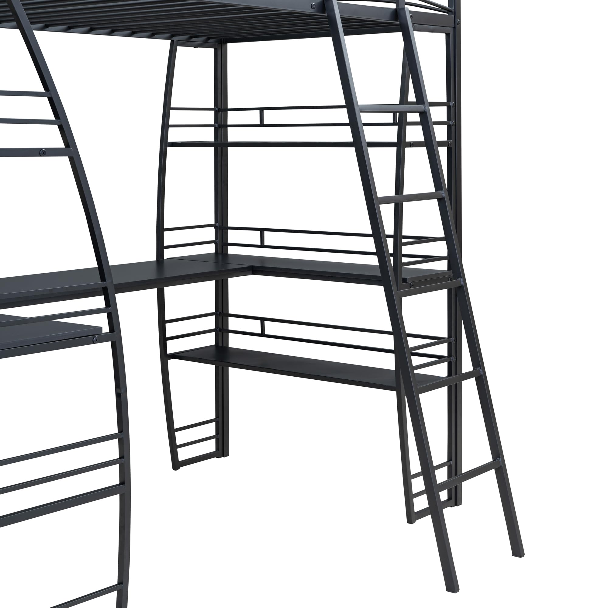 Bellemave Twin Size Loft Bed with Desk & Bookcase - Sturdy Metal Frame, Space-Saving Storage - Perfect for Small Bedrooms, Dorms & Kids Rooms (Black)