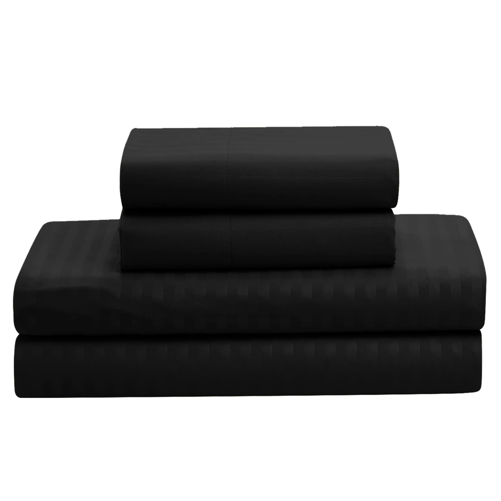 King Size 8-Piece Comforter Set - Includes Bed Skirt, Fitted Sheet, Flat Sheet, 2 Pillowcases & 2 Shams - Dobby Black Luxury Bedding - Perfect for Master Bedroom, Guest Room & Hotel Style Decor