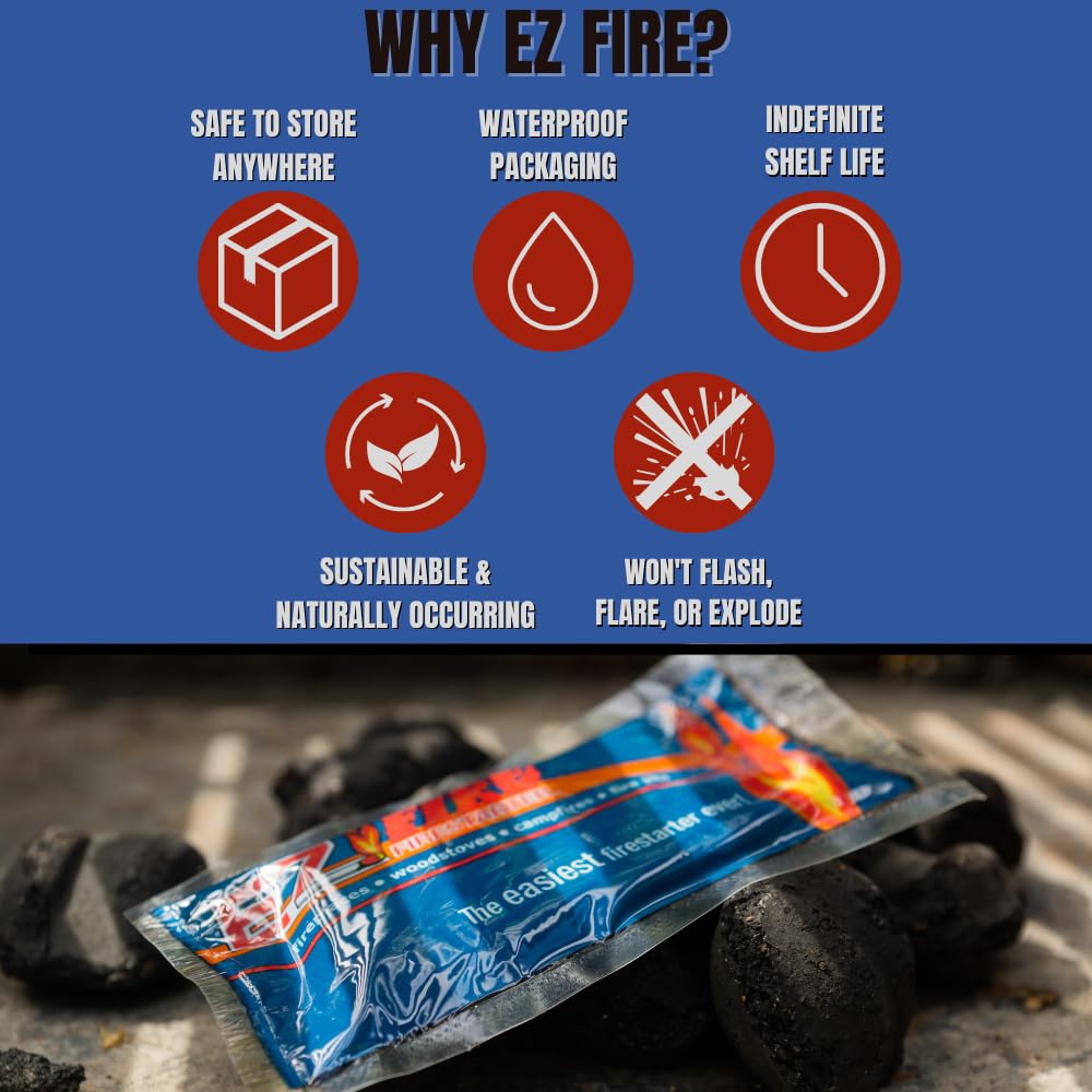 All-Natural Fire Starter for Wood Stoves, Fireplaces & Camping - Waterproof, Windproof, Safe & Odorless Firelighters (40 Pack) | Perfect for Outdoor Adventures, Emergency Preparedness & Cozy Home Fires