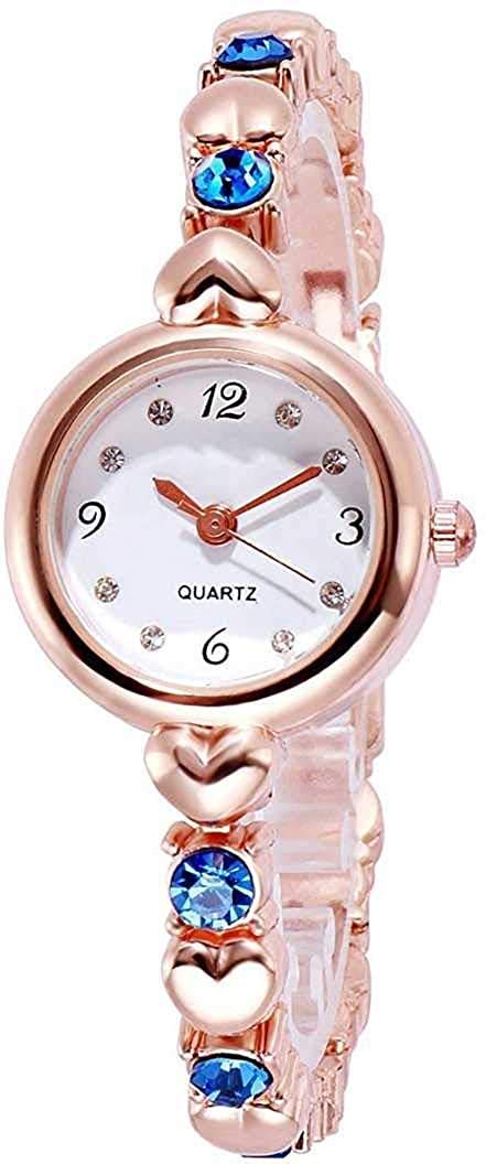 Niyati Nx Analog Blue Diamond Studded Rose Gold Chain Strap Women's Watch - Elegant Fashion Accessory for Parties, Weddings & Daily Wear
