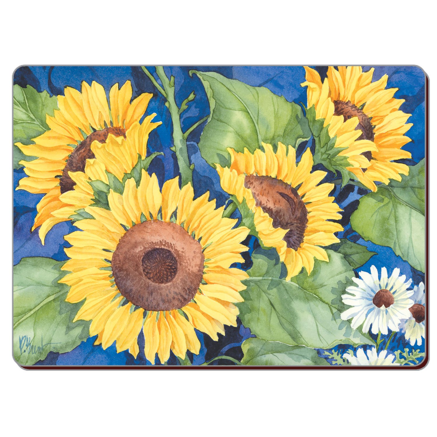 Sunflower Printed Hardboard Placemats Set of 2 - Durable & Stylish Table Mats for Dining, Kitchen Decor, and Party Settings
