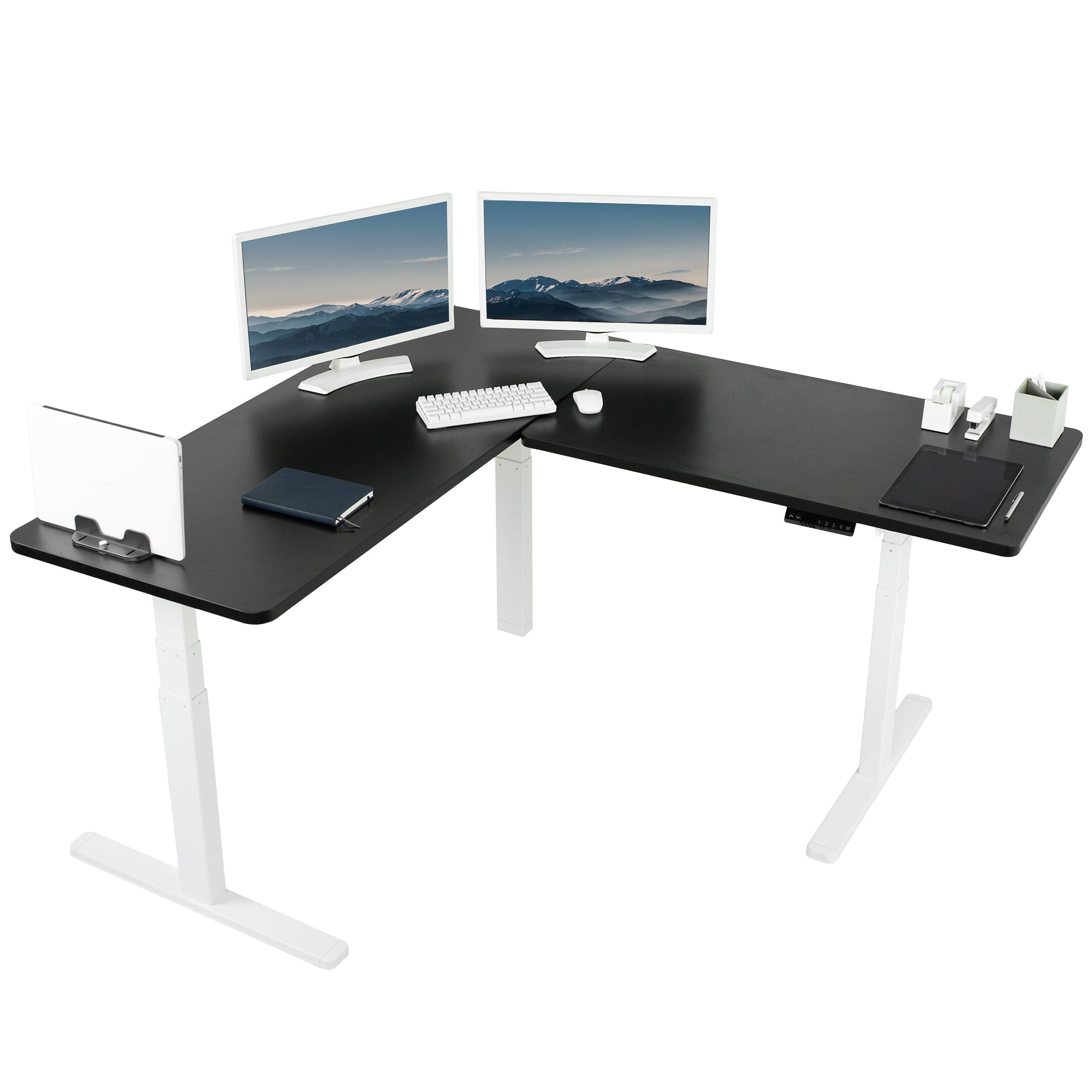 3E Series Triple Motor Electric Standing Desk - Adjustable Height Corner Workstation for Home & Office - Perfect for Ergonomic Workspaces, Gaming Setups & Small Spaces