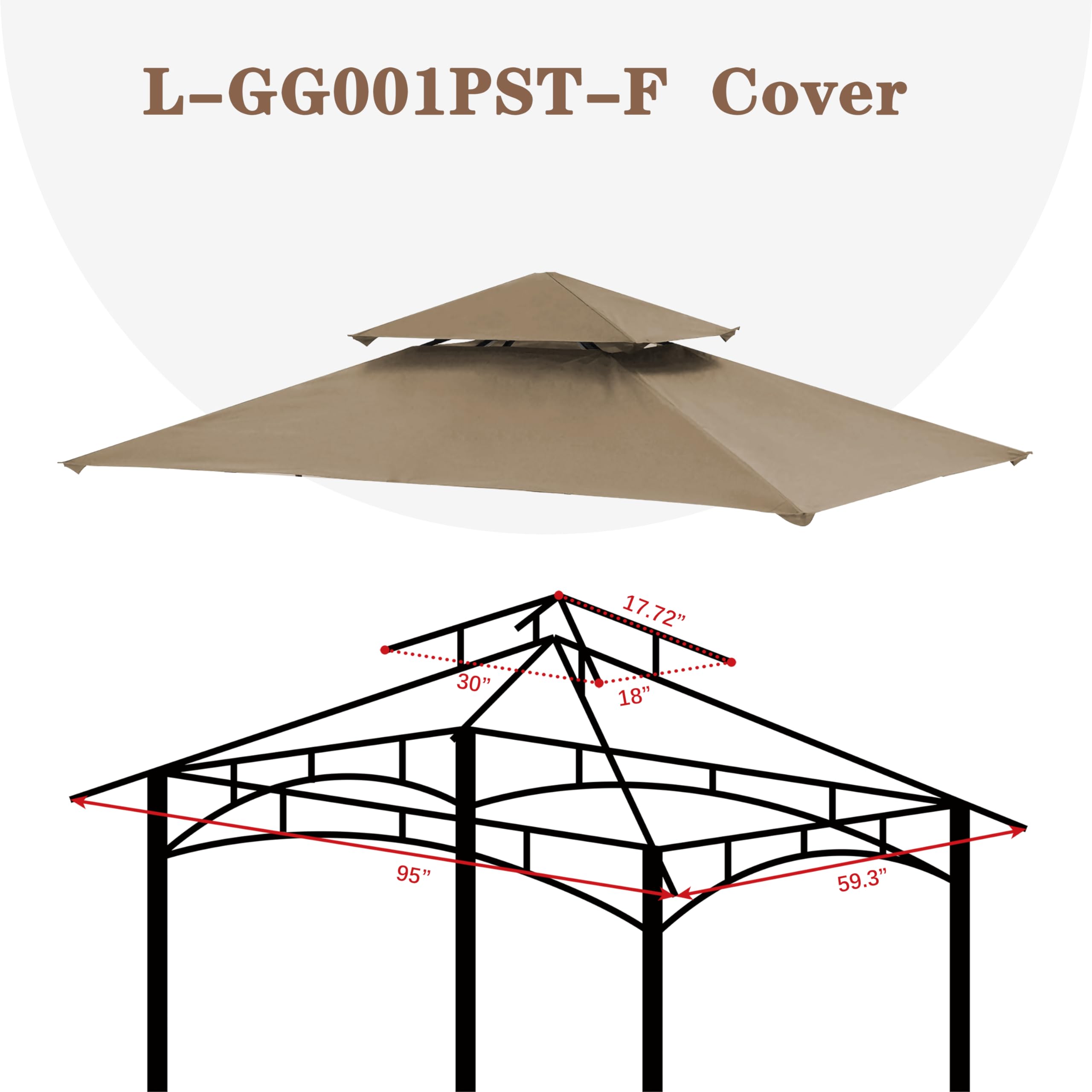 SCOCANOPY 8x5FT Replacement Canopy for Gazebo Model L-GG001PST-F - Khaki BBQ Grill Gazebo Roof Top Cover | Perfect for Outdoor Patio, Backyard, and Garden Parties