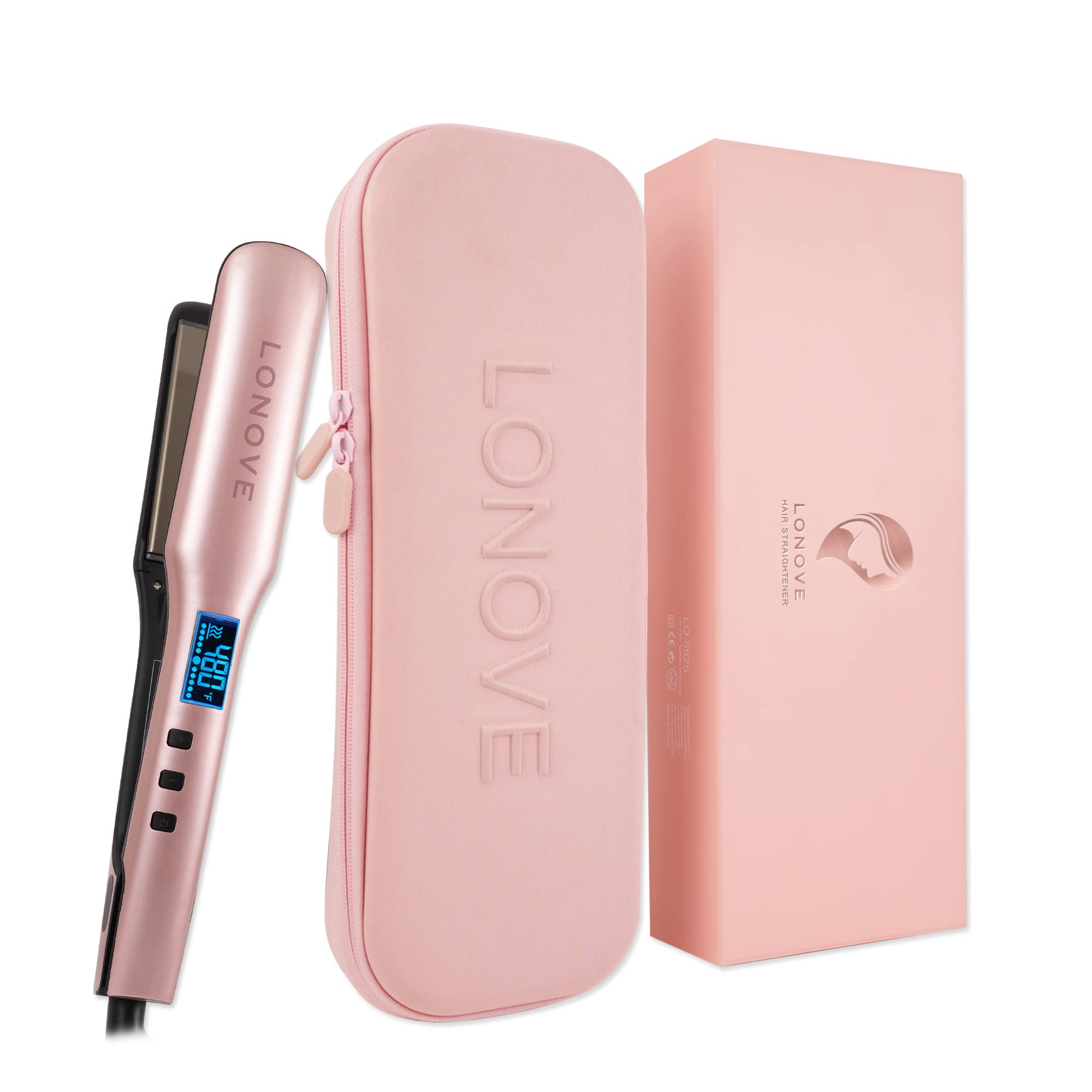 Professional Titanium Flat Iron for Thick Hair - Fast Heating Hair Straightener with Adjustable Temperature (300-450°F) - Perfect for Salon Styling & Home Use