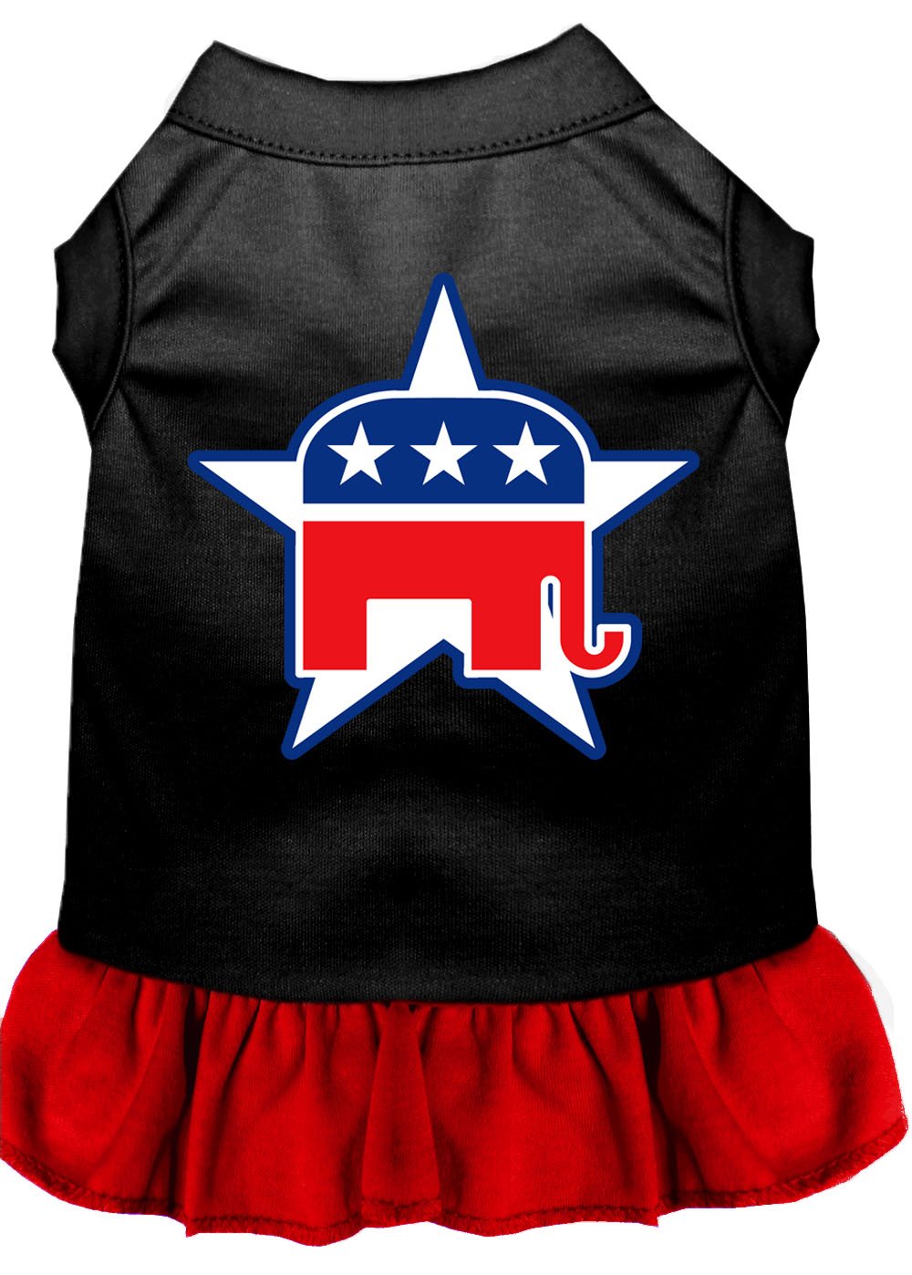 Republican Themed Dog & Cat Dress - Black with Red Screen Printed Pet Costume for Small Pets (6-10 lbs) - Perfect for Political Parties, Halloween & Pet Photo Shoots