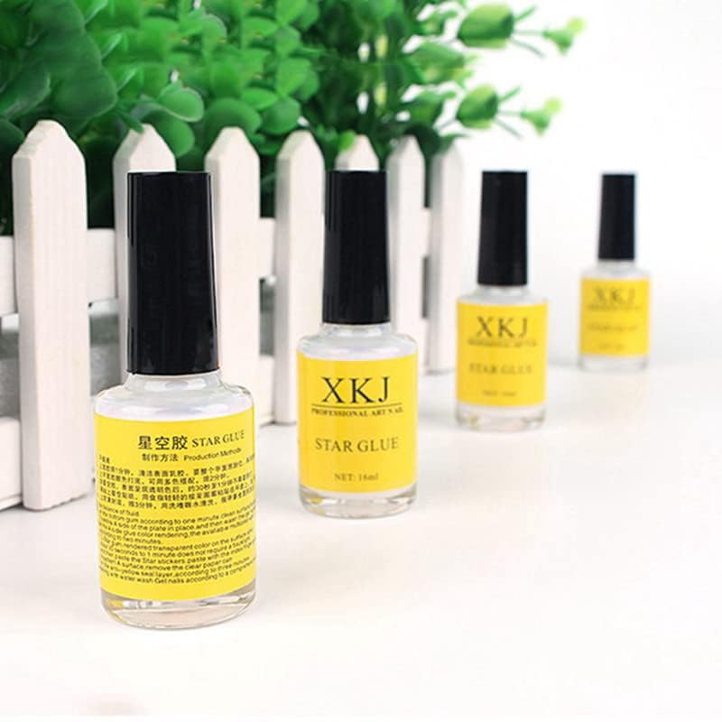 THR3E STROKES Star Glue - Professional Nail Art Adhesive for Foil Stickers, Nail Transfers & Decorations (16ml White Bottle) - Perfect for Salon, DIY Manicures & Nail Art Designs