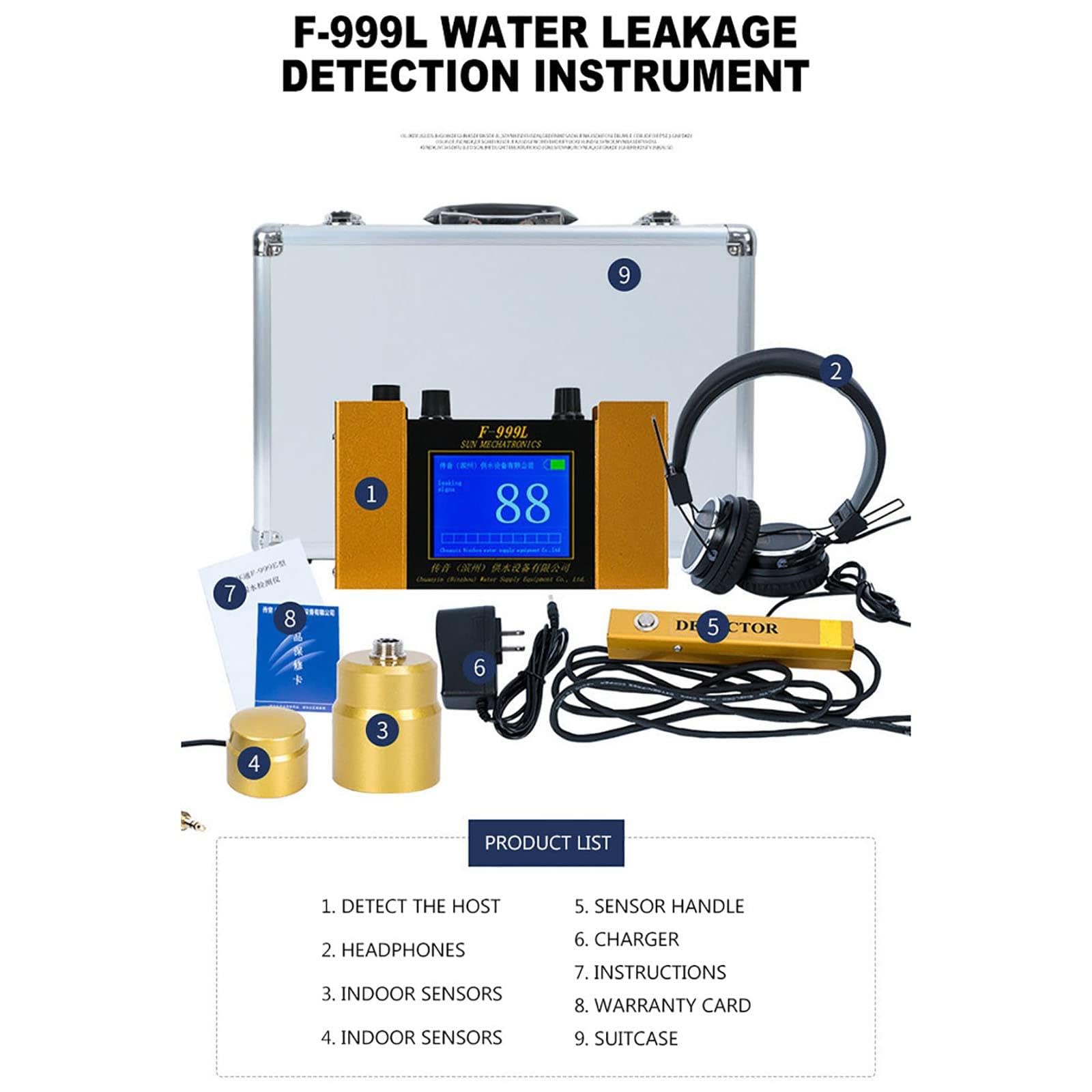 **Water Leakage Detector Sensor - Underground Pipe Leak Detector for Home & Outdoor Use, Geophone Sensor with Headphones for Hidden Pipe Leaks | Ideal for Plumbing, Basement & Garden Inspections**