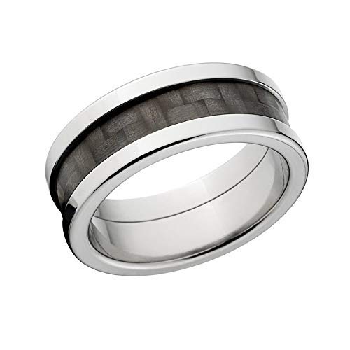 8mm Carbon Fiber Rings for Men & Women - High Polish Finish, Titanium Inlay Wedding Bands - Durable & Lightweight Carbon Fiber Ring with 8F Ti P - Perfect for Engagement, Anniversary & Everyday Wear