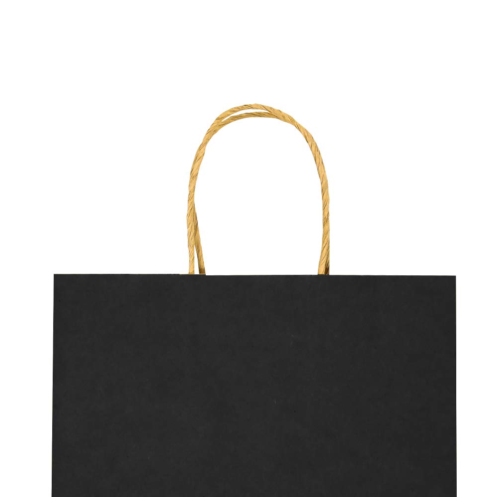 100 Pack 5.25x3.25x8 Inch Black Kraft Paper Bags with Handles - Bulk Small Gift Bags for Retail, Grocery Shopping, Party Favors, Wedding Business & Craft Supplies - Perfect for Eco-Friendly Packaging & Event Favors (Black, 100pcs)