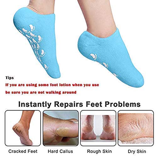 NGEL Soft Moisturizing Gel Socks - Repair & Soften Dry Cracked Feet | Spa Treatment with Essential Oils & Vitamins | Gel Lined Foot Care for Dry Skin Relief (Color May Vary) | Perfect for At-Home Pedicures, Overnight Foot Treatment & Post-Shoe Comfort
