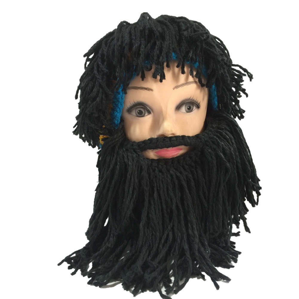 BIBITIME Jamaica Wig Knit Hat with Beard - Viking Beanie Costume Cap for Adults & Kids - Perfect for Halloween, Cosplay, and Themed Parties