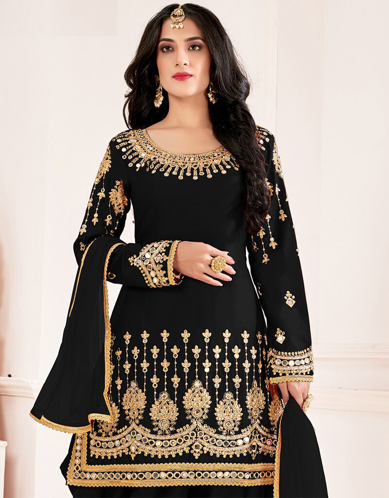Elegant Black Fox Georgette Patiyala Salwar Suit for Women - Traditional Indian Ethnic Wear for Weddings, Festivals & Special Occasions