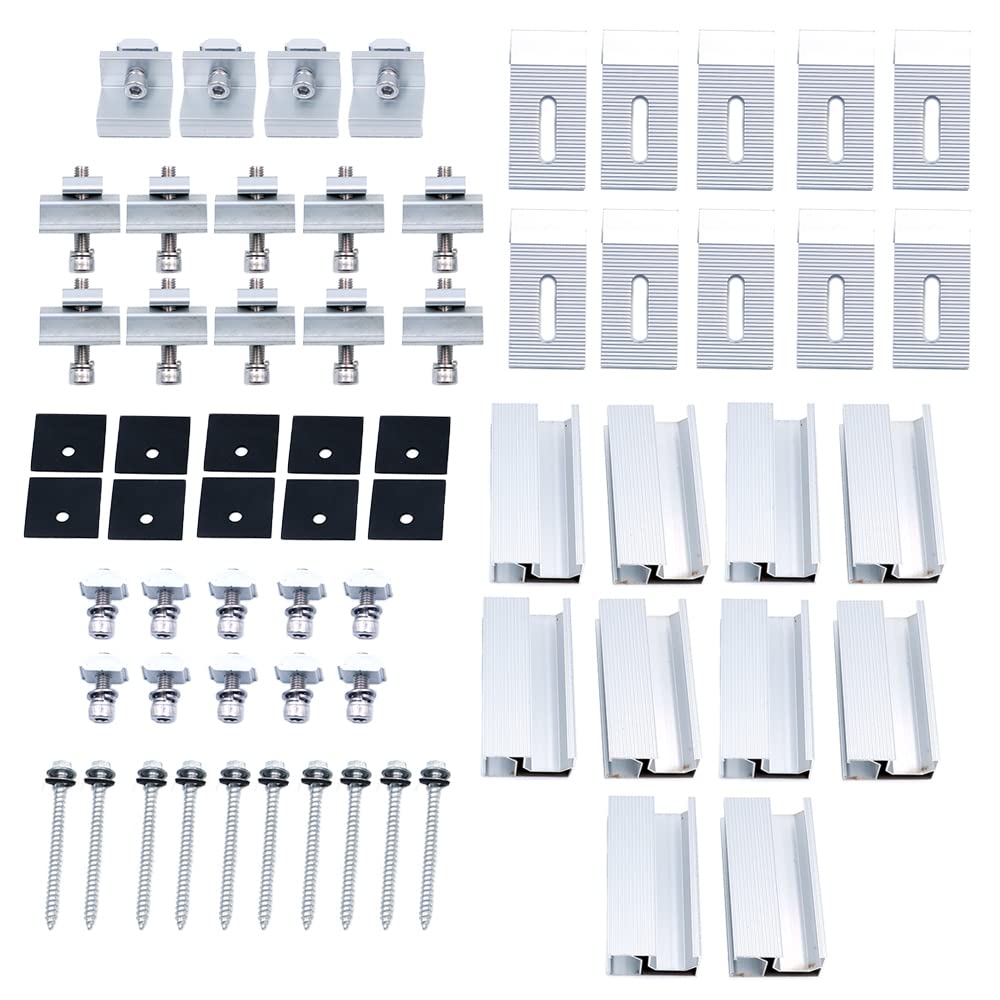 Roof Solar Panel Installation Kits - Complete Mounting Bracket System for 1-4 Solar Panels | Durable Roof Mounting Brackets for Home & RV Solar Energy Solutions | Perfect for Residential & Off-Grid Power Systems
