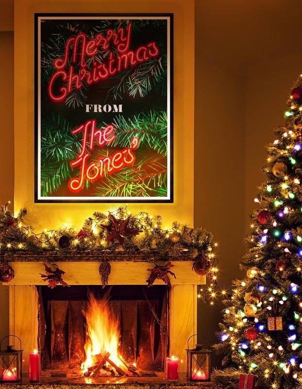 Custom Pink Christmas Neon Print - Festive Holiday Decor for Home, Party & Office