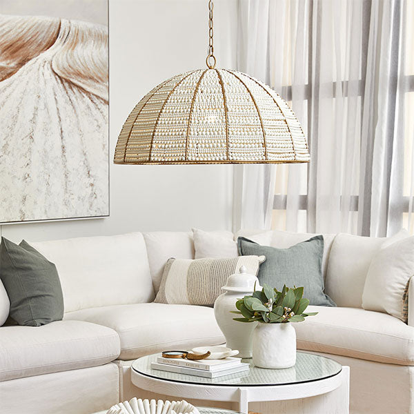 Sierra ES Beaded Pendant Light - White Café Lighting for Restaurants, Patios & Outdoor Dining Areas