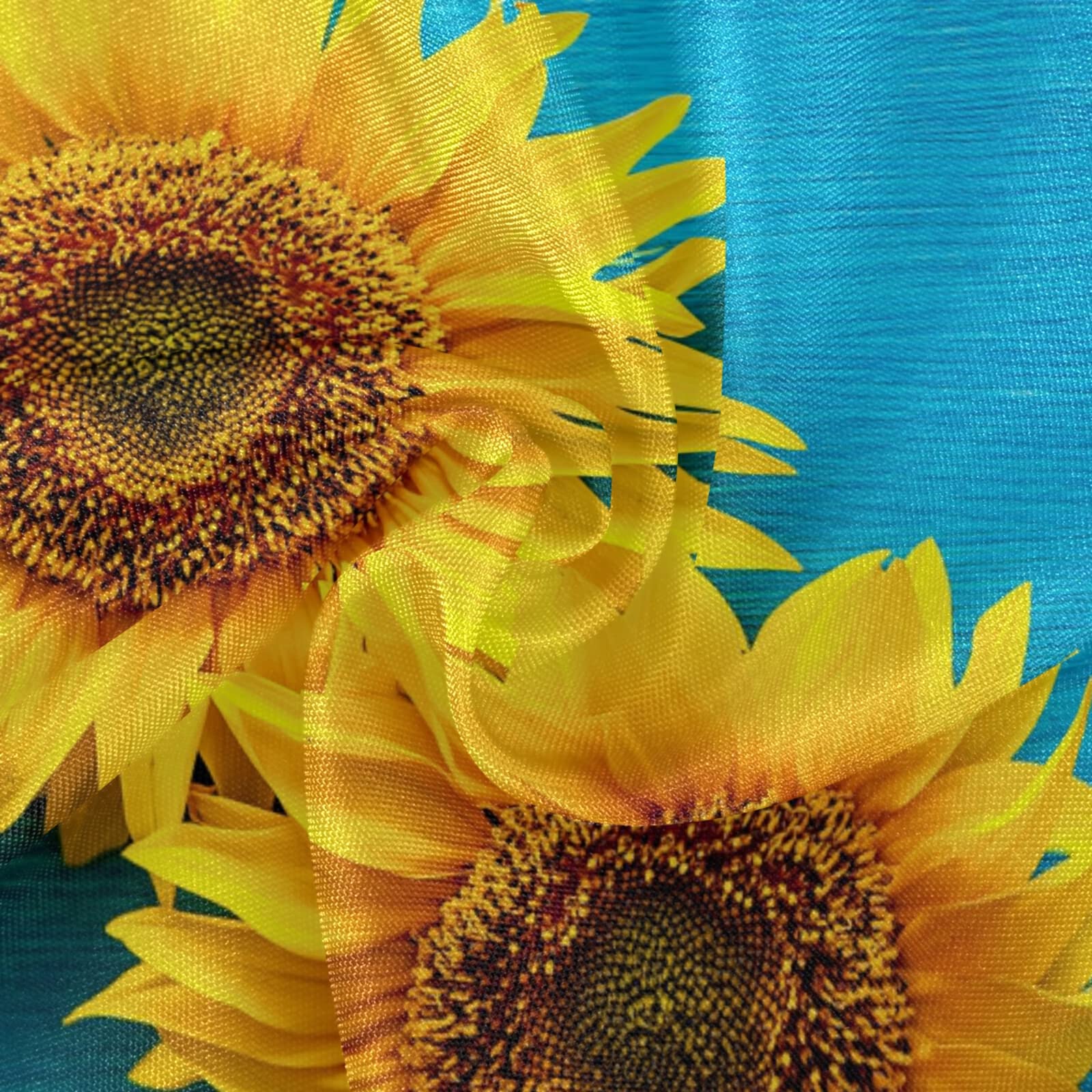 ALAZA 60 Inch Round Blue Sunflower Wooden Tablecloth - Washable Polyester Lace Table Cover for Kitchen, Dining, Party & Picnic Decor | Perfect for Round Tables, Home Decor & Outdoor Events