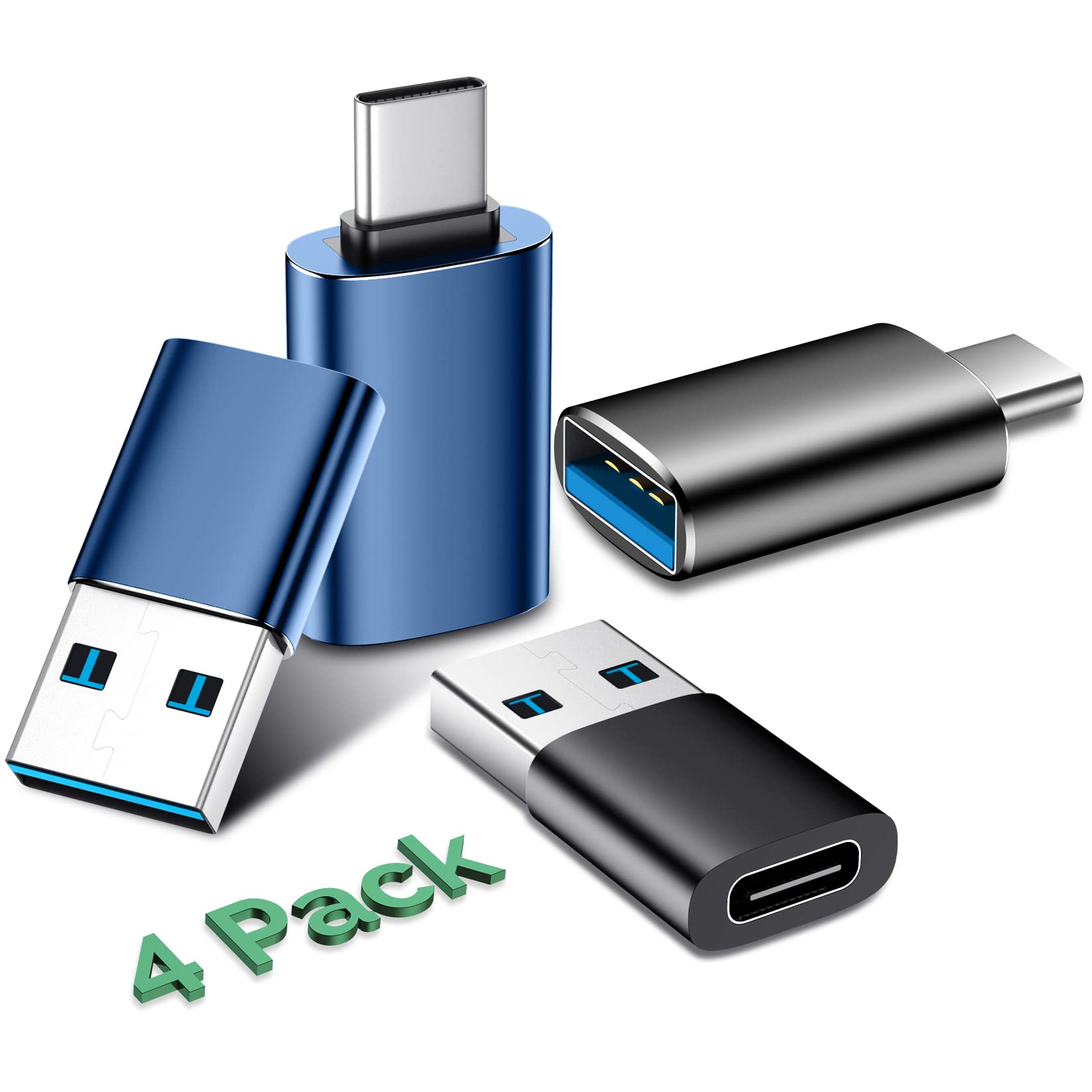 USB C to USB 3.0 Adapter, USB Type C Male to USB A Female OTG Converter for iPhone 16/15/14/13 Pro Max, Samsung Galaxy S24 Ultra, Apple Watch, AirPods - Blue & Black - Perfect for Charging, Data Transfer & Connecting Devices