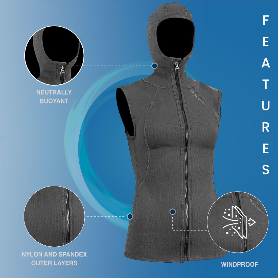 Women's Titanium 2 Chillproof Hooded Vest - Lightweight Full Zip Winter Jacket for Outdoor Activities, Hiking & Casual Wear
