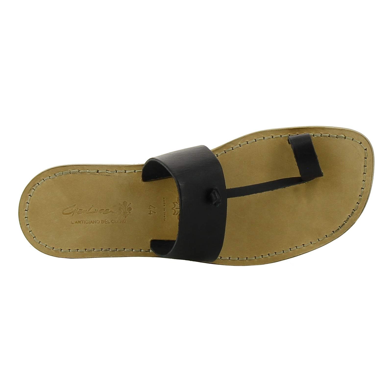 Gianluca Handmade Men's Black Calf Leather Slippers - Premium Thong Sandals for Men - Size [Your Size] - Comfortable House Shoes for Relaxing at Home, Lounging & Casual Wear
