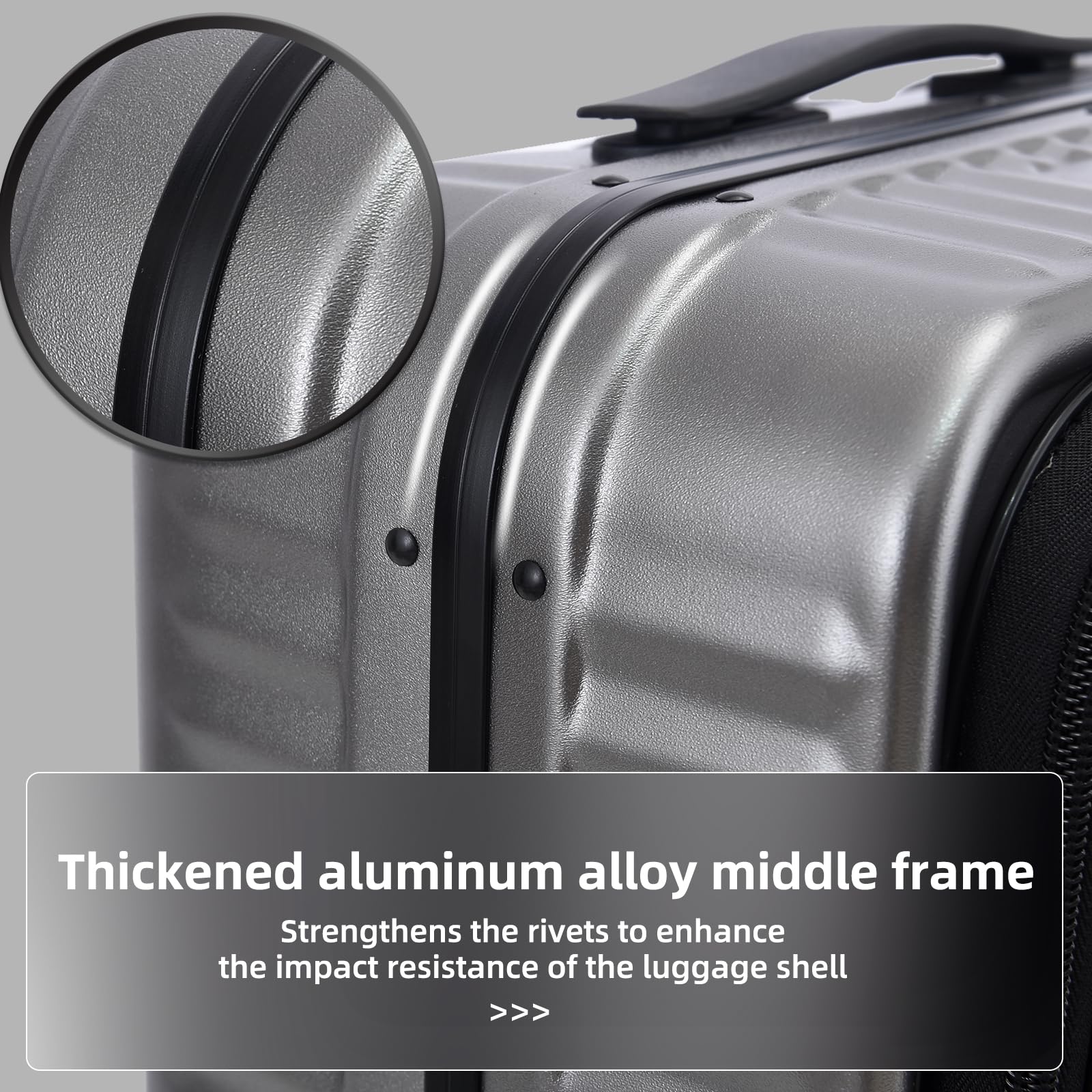 2-Piece 20/29 Inch Lightweight Aluminum Hardshell ABS+PC Luggage Set with TSA Lock, 360° Spinner Wheels & Adjustable Handle - Dark Gray Suitcase for Business Travel, Family Vacations & International Trips