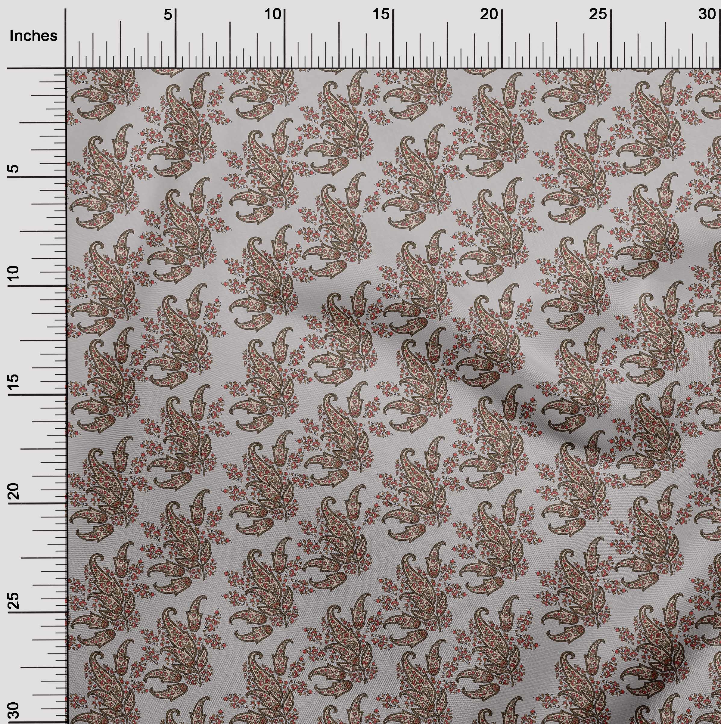 oneOone Polyester Spandex Gray Paisley Print Fabric - 56 Inch Wide Sewing Material for DIY Clothing, Dresses & Home Decor | Soft Stretch Fabric by The Yard for Sewing Projects & Crafting