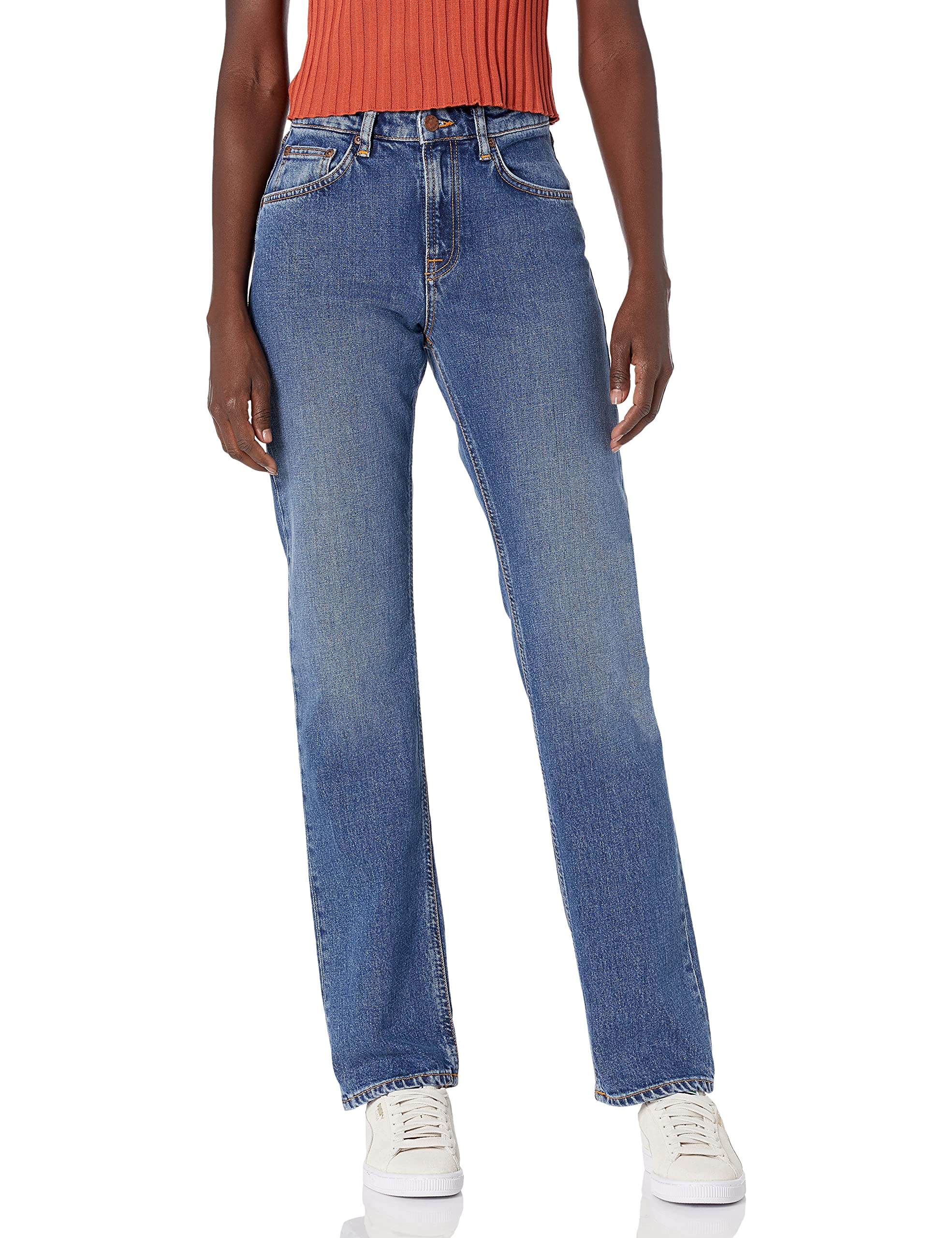 Nudie Jeans Women's Straight Sally Indigo Autumn Wash High Waist Denim Jeans - Perfect for Casual Wear, Office Outfits & Fall Fashion