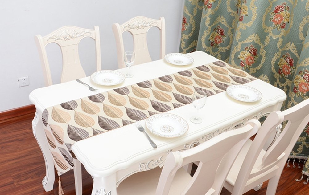 Elegant Jacquard Table Runner 13x48 Inches - Short Leaf Pattern Polyester Tablecloth for Dining Table, Coffee Table, and Home Decor - Perfect for Thanksgiving, Christmas, and Wedding Decorations