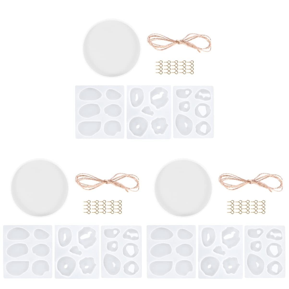 COHEALI 3-Piece Silicone Resin Molds for DIY Epoxy Wind Chimes & Coasters - Perfect for Home Decor, Garden Art, and Handmade Craft Projects