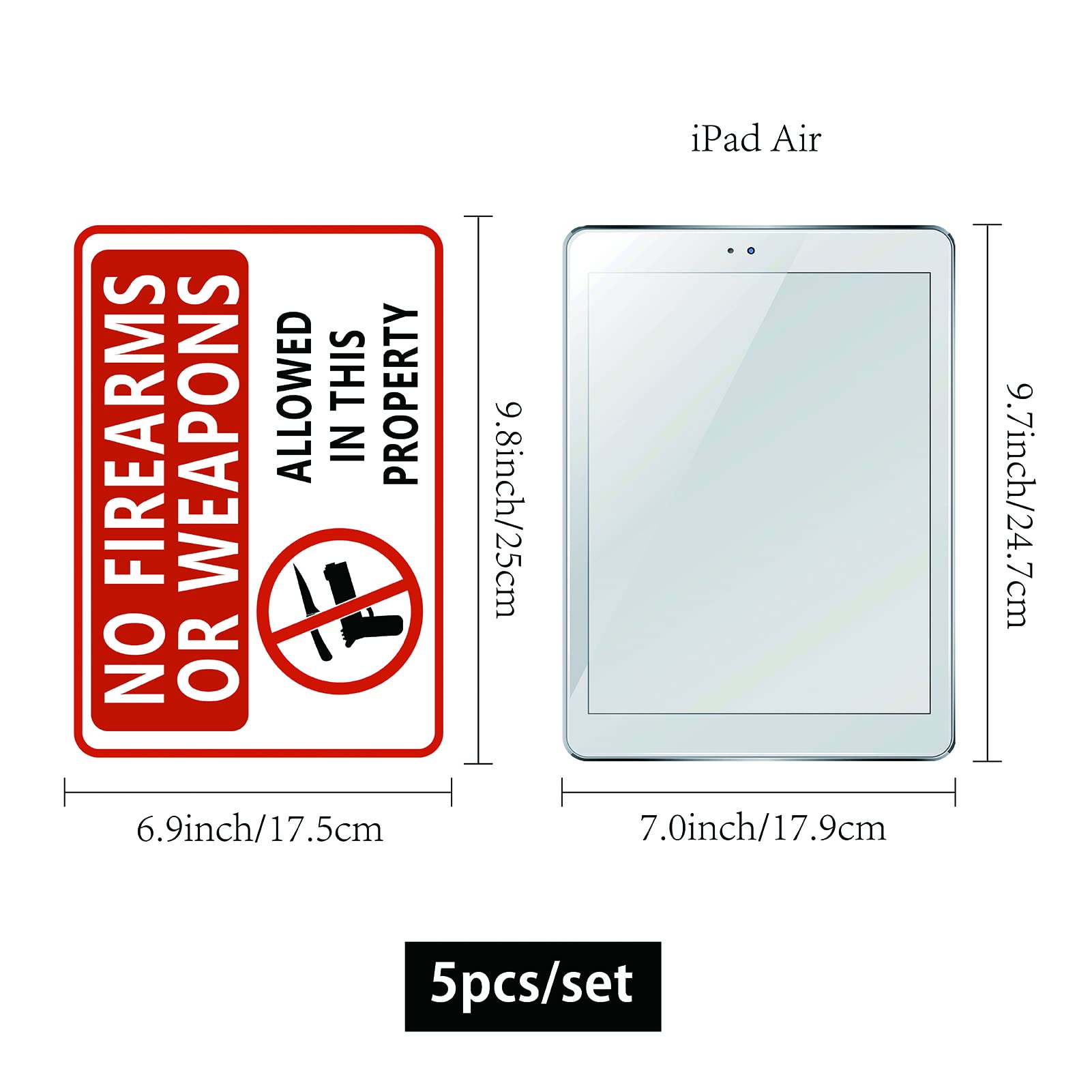 CRASPIRE 5-Pack No Firearms Allowed Stickers 7