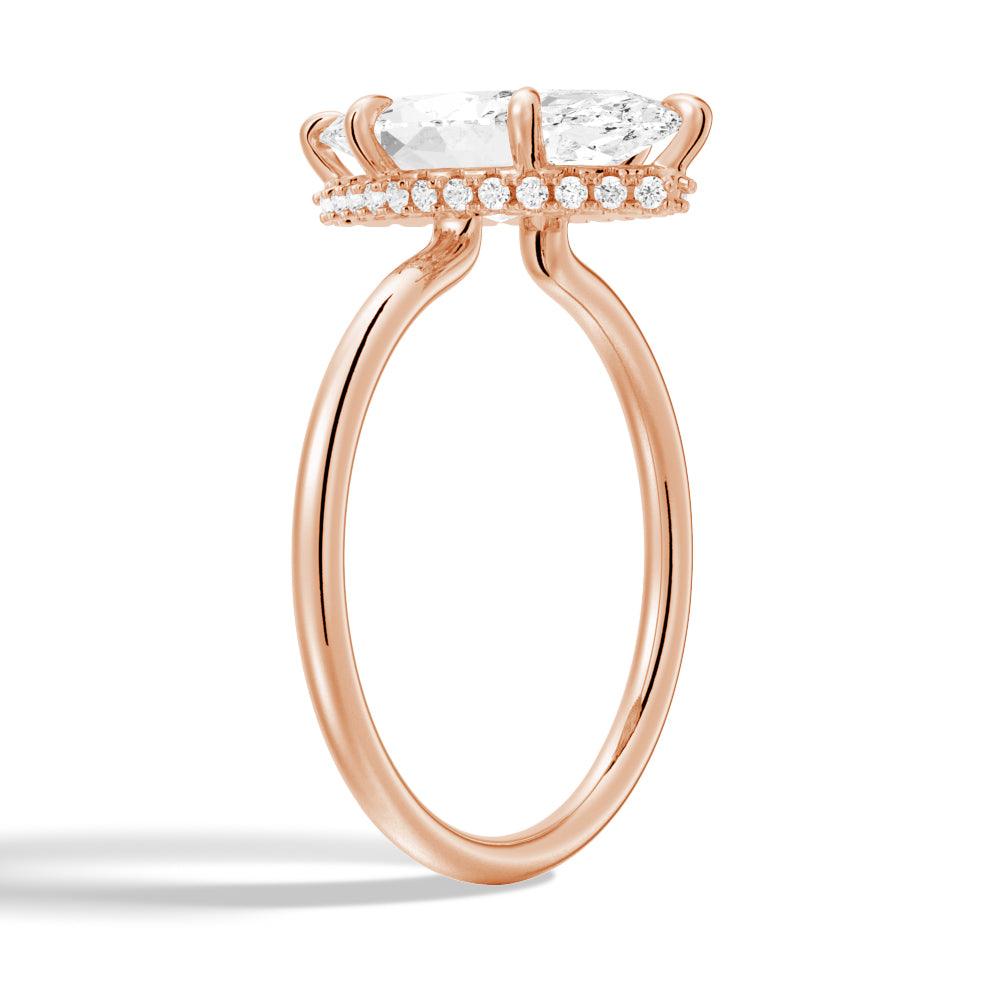 Elegant Petite Marquise Solitaire Moissanite Engagement Ring Set With Hidden Halo - Perfect for Proposals, Weddings & Anniversary Gifts