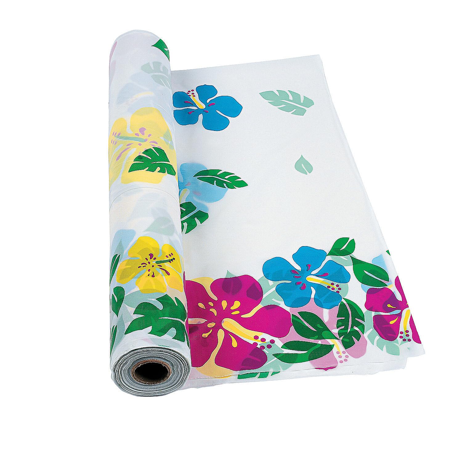 Hibiscus Plastic Tablecloth Roll - 100ft for Luau & Tiki Party Decorations