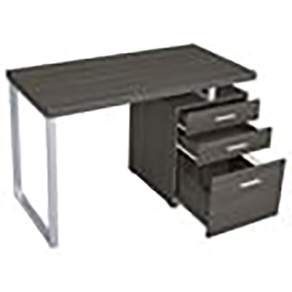 Allora 3-Drawer Modern Wooden Office Desk in Weathered Gray/Silver - Stylish Home Office Furniture for Small Spaces & Remote Work