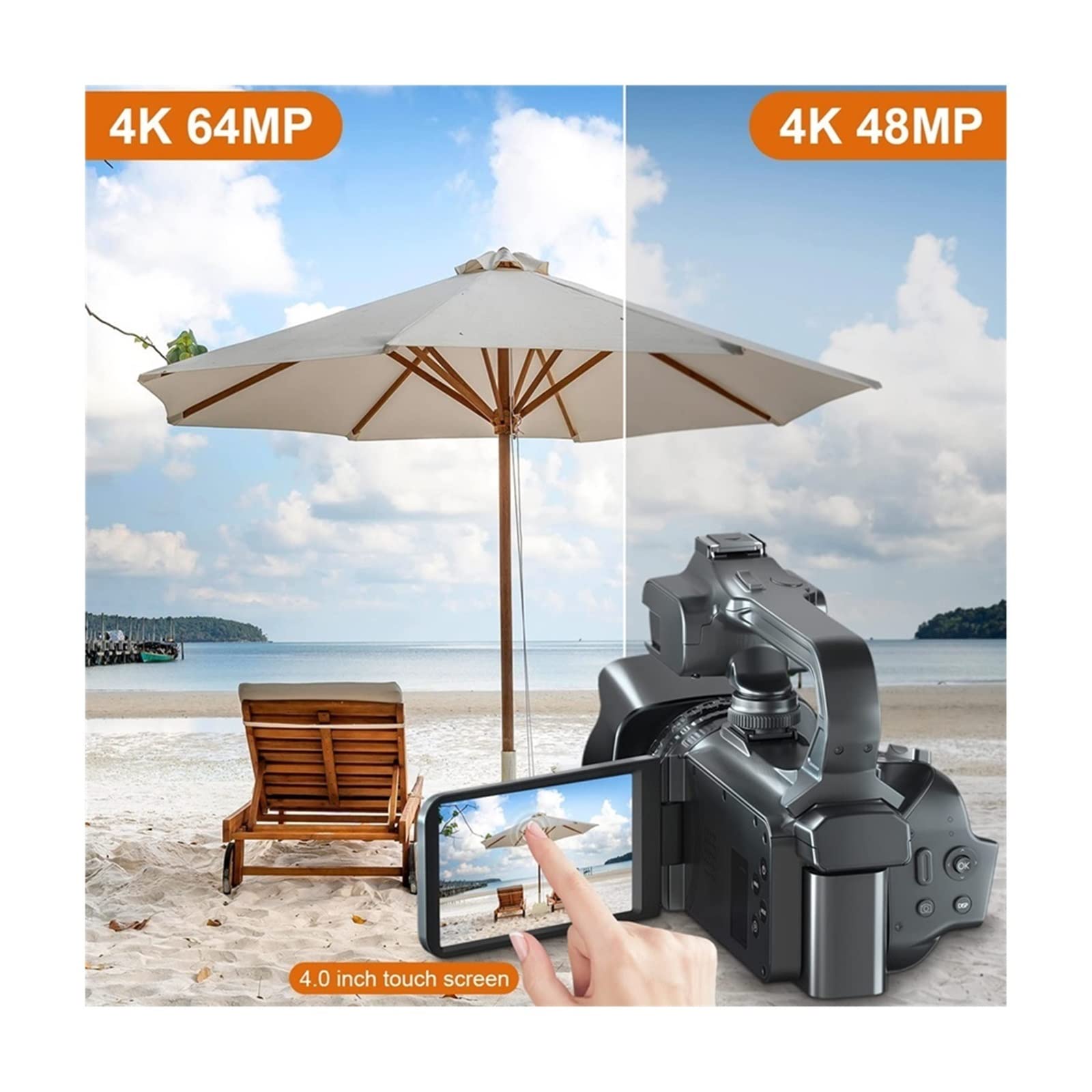 AUBEST 4K Camcorder 18X Zoom 64MP Vlog Camera for YouTube & Streaming