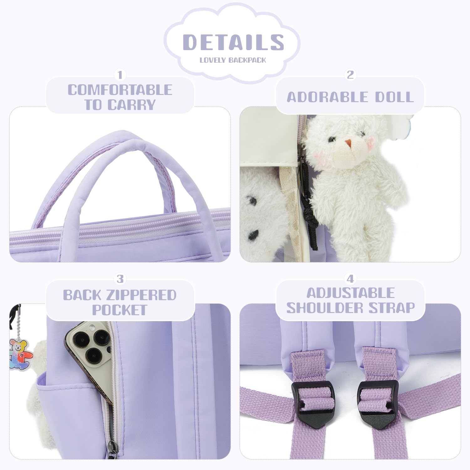 Cute Kawaii Backpack for Teenage Girls - Stylish School Book Bag with Pins & Accessories | Perfect for School, College, Travel & Everyday Use