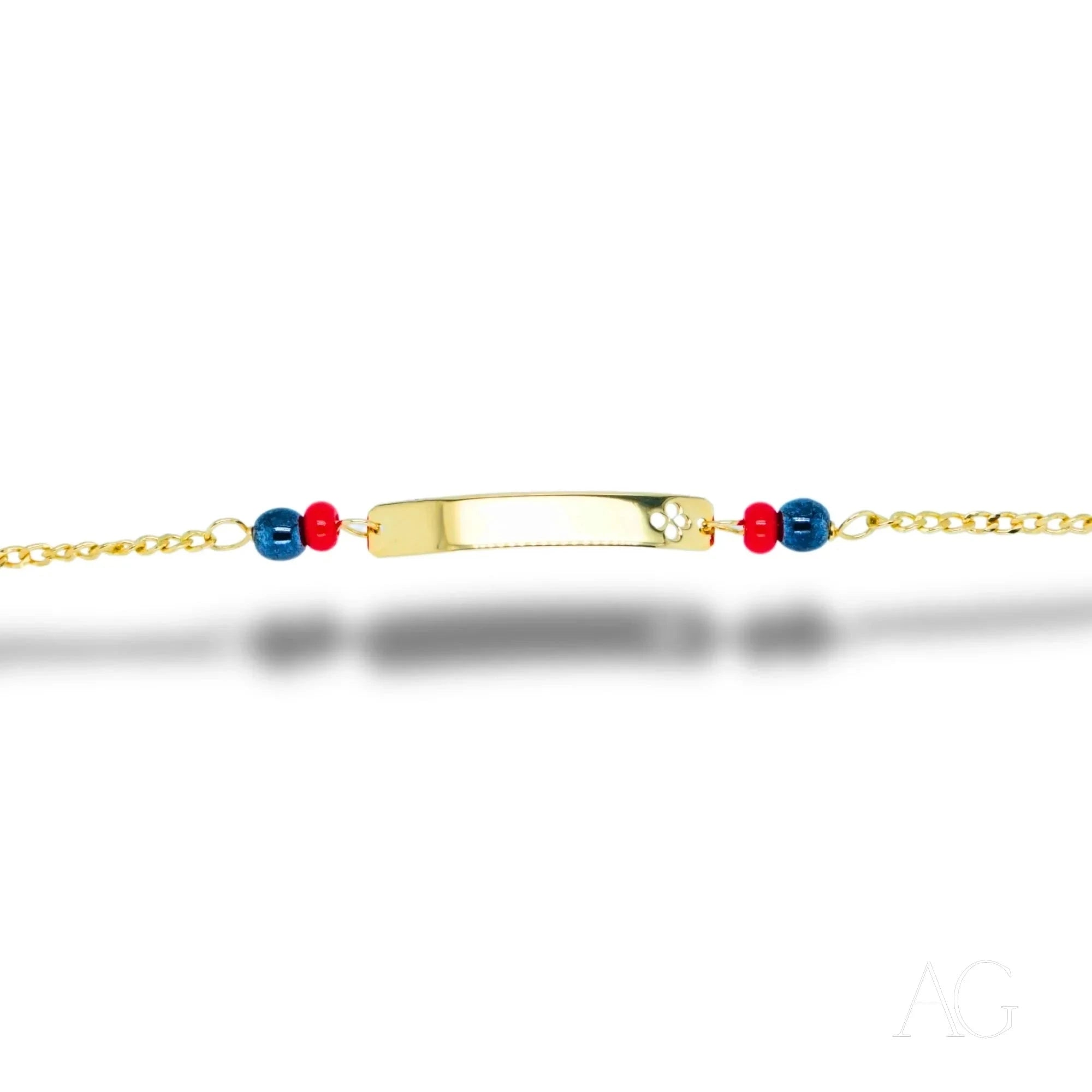 18K Gold Personalized Kids Bracelet with Black Coral - Custom Name Jewelry for Birthdays, Gifts & Special Occasions