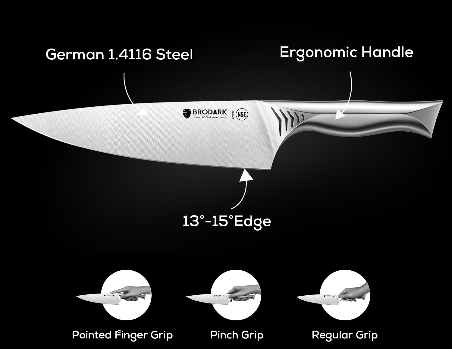 15-Piece High Carbon Stainless Steel Kitchen Knife Set with Block & Built-in Sharpener - Professional Shark Series Knives for Cooking, Slicing & Food Prep - Perfect for Home Chefs & Restaurant Use