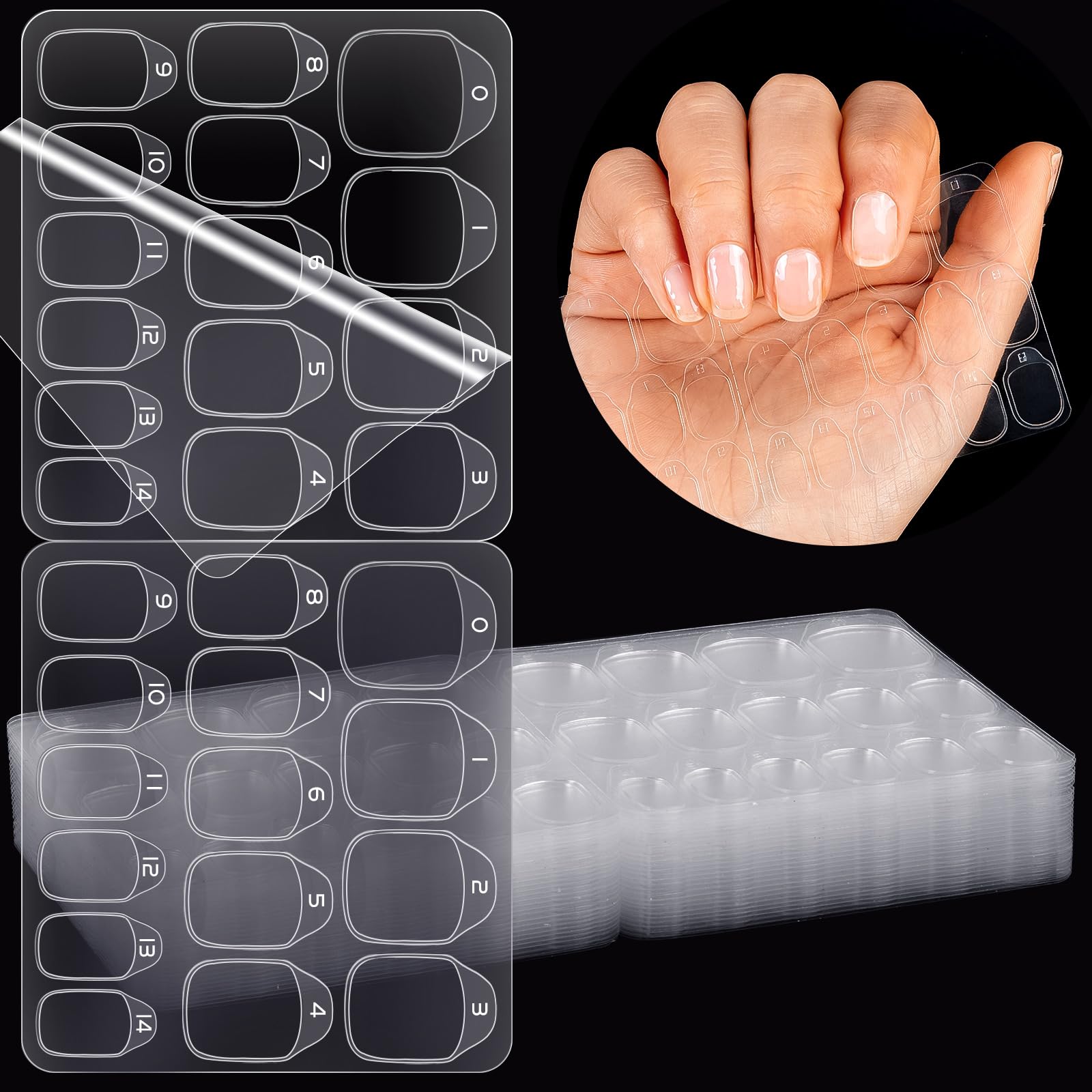 30 Sheets Nail Adhesive Tabs - 900 Pcs Ultra Thin 0.4MM Sticky Nail Glue for Fake Nails & Tips | Waterproof, Breathable Double-Sided Nail Tabs in 15 Sizes | Perfect for Salon, Home Manicure & Nail Extensions