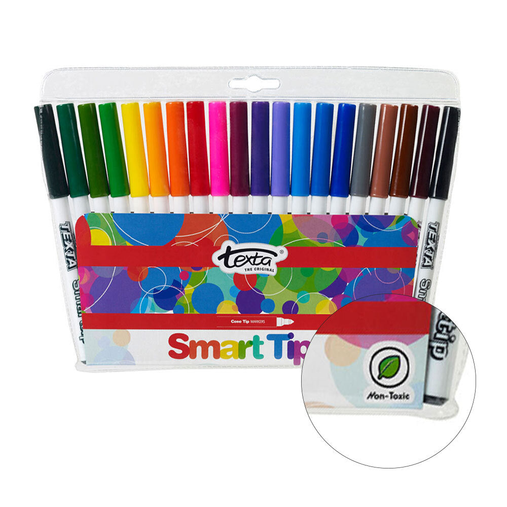 20-Piece Texta The Original Smart Cone Tip Markers Set - Vibrant Colors for Art, School & Office Projects - Perfect for Drawing, Note-Taking & Creative Design