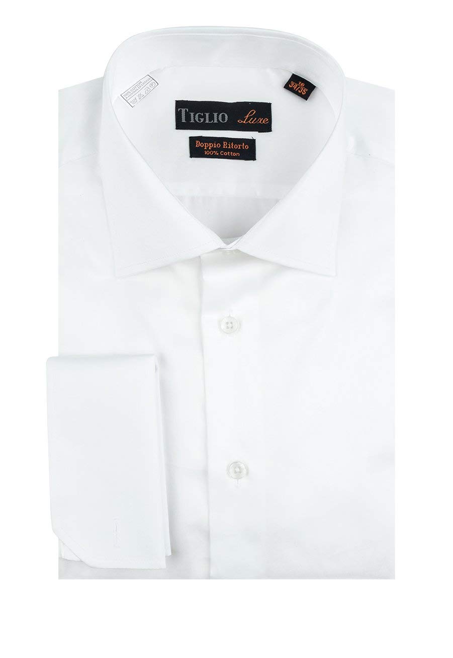 Premium White Dress Shirt for Men - Formal French Cuff Business Shirt - Perfect for Weddings, Office & Special Occasions