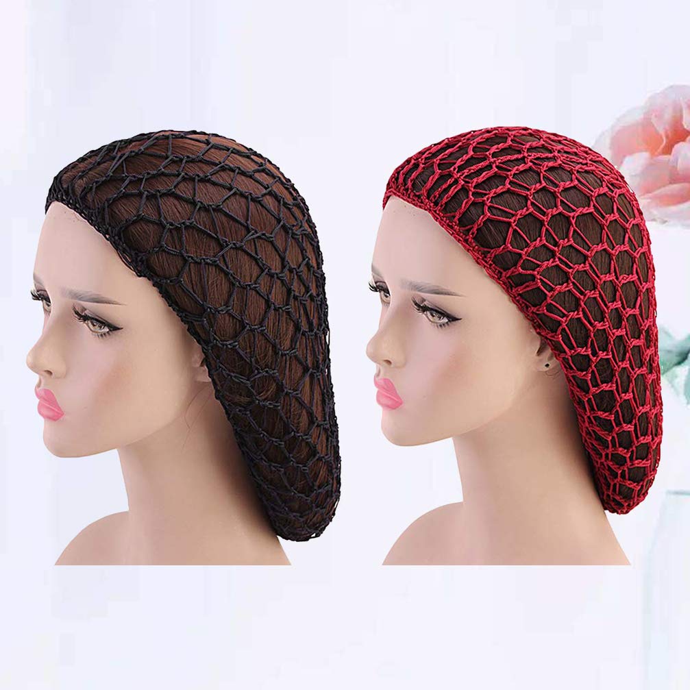 Minkissy Crochet Hair Net Snood - 2pcs for Women & Girls, Sleep & Bun Cover