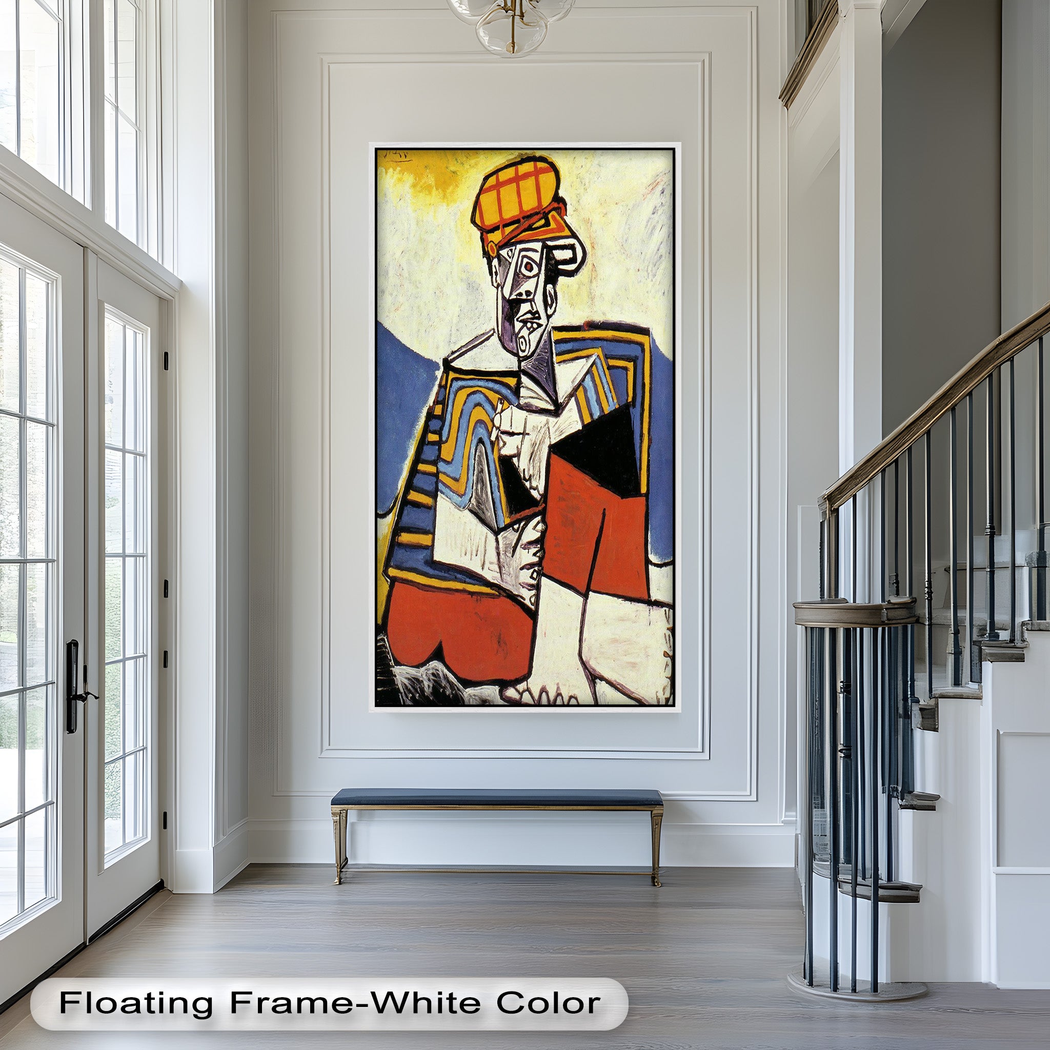 Abstract Man with Cap Wall Art - Cubist Oil Painting for Modern Home & Office Decor | Handmade Canvas Print | Unique Gift Idea for Art Lovers