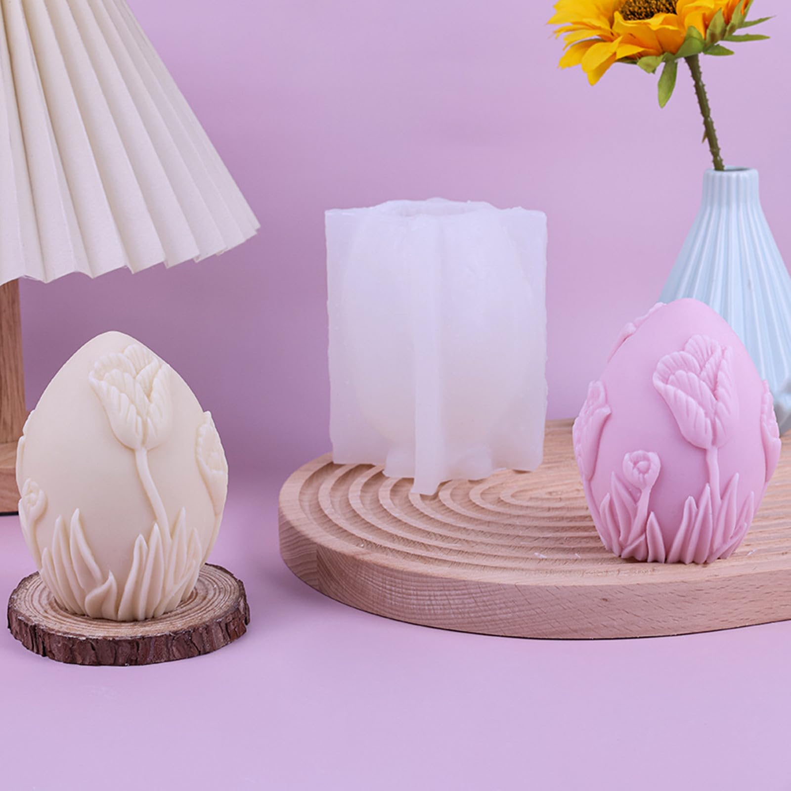 3D Flower Egg Candle Mold - Silicone Easter Egg Molds for Baking, Chocolate, Cake Decorating, Soap Making & Resin Art - Perfect for DIY Crafts, Easter Decorations & Home Fragrance Projects